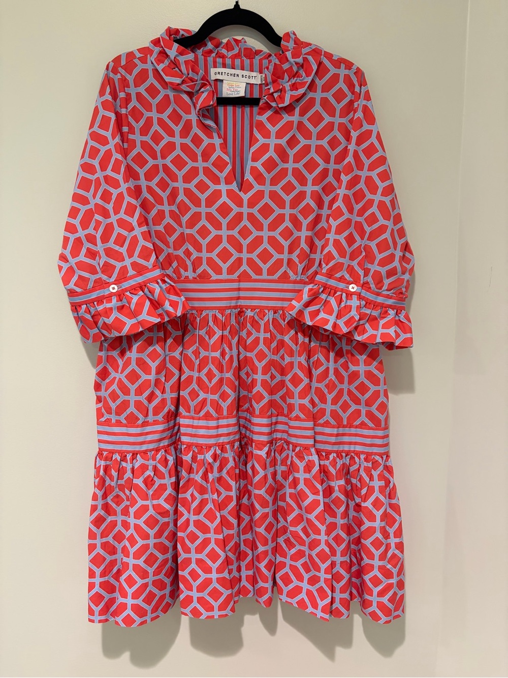 Gretchen Scott Designs Pink & Light Blue Geo Print Dress